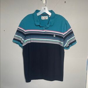 Original Penguin men’s XL striped 80’s retro style polo preppy country club